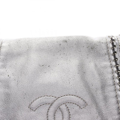 Chanel Shoulder Bag Luxury Line Silver Leather Coco Mark Chain Shoulder Women