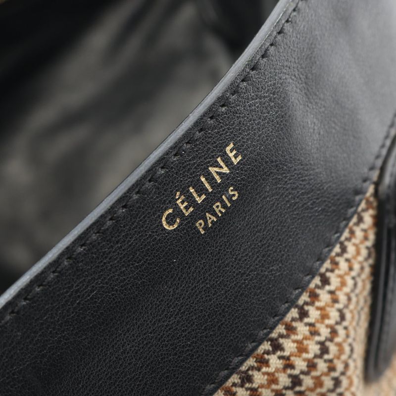 Celine Handbag Luggage Mini Shopper 165212 Black/beige Canvas Leather Luggage