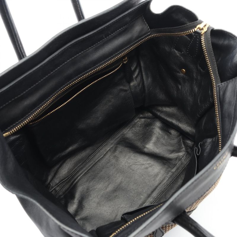 Celine Handbag Luggage Mini Shopper 165212 Black/beige Canvas Leather Luggage