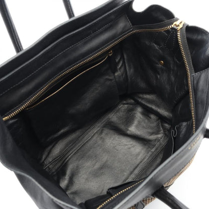 Celine Handbag Luggage Mini Shopper 165212 Black/beige Canvas Leather Luggage