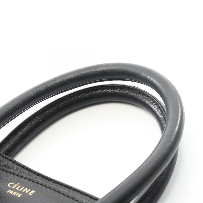 Celine Handbag Luggage Mini Shopper 165212 Black/beige Canvas Leather Luggage