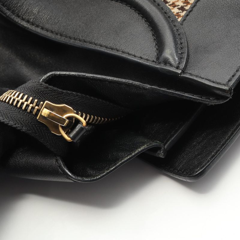 Celine Handbag Luggage Mini Shopper 165212 Black/beige Canvas Leather Luggage