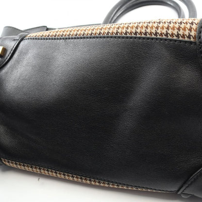 Celine Handbag Luggage Mini Shopper 165212 Black/beige Canvas Leather Luggage