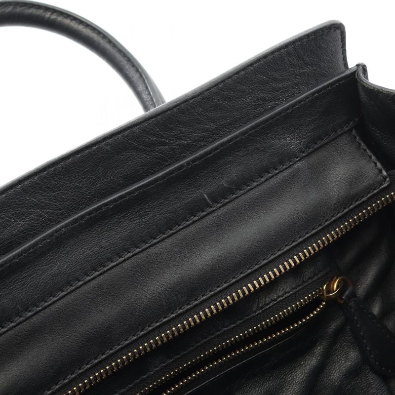 Celine Handbag Luggage Mini Shopper 165212 Black/beige Canvas Leather Luggage