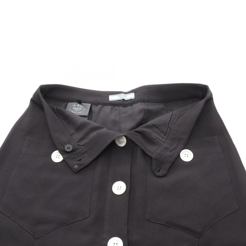 Prada Skirt Satin Sable Black Rayon Silk Skirt Women Used A