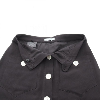Prada Skirt Satin Sable Black Rayon Silk Skirt Women Used A