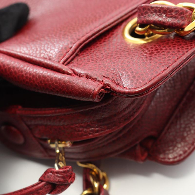 Chanel Shoulder Bag Triple Coco Mark Wine Red Caviar Skin (grained Calf) Triple