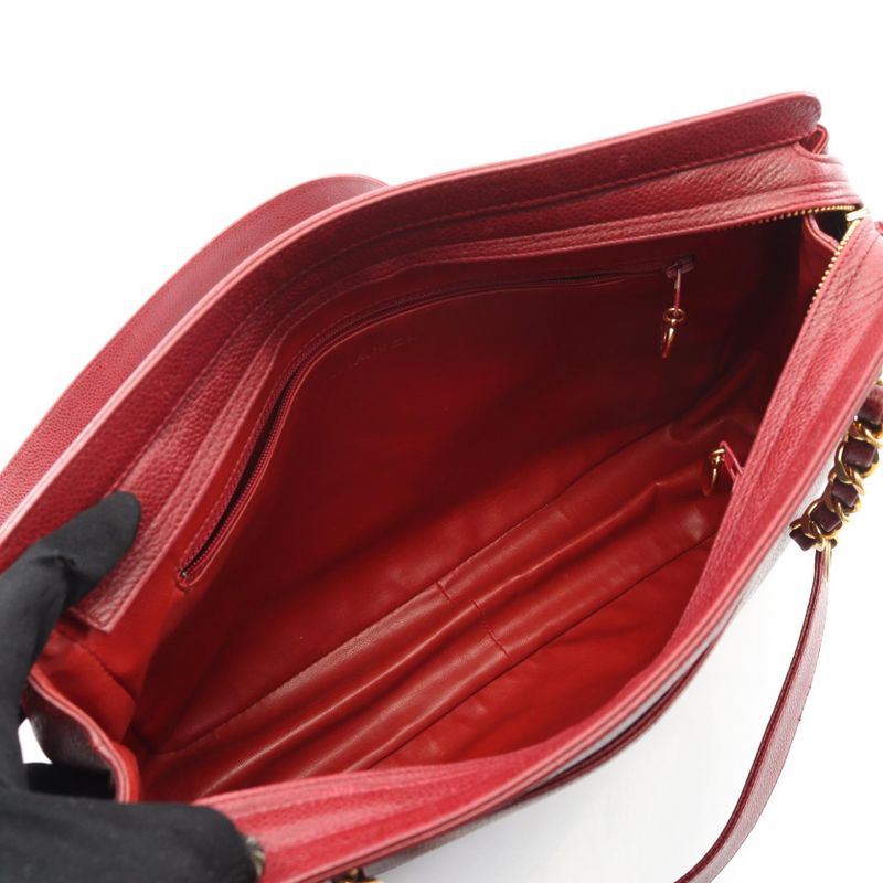 Chanel Shoulder Bag Triple Coco Mark Wine Red Caviar Skin (grained Calf) Triple