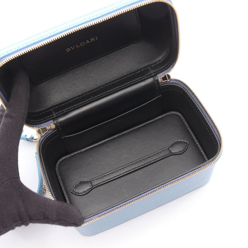 Bulgari Bvlgari Handbag Serpenti Jewelry Box Blue Leather Serpenti 2way Vanity