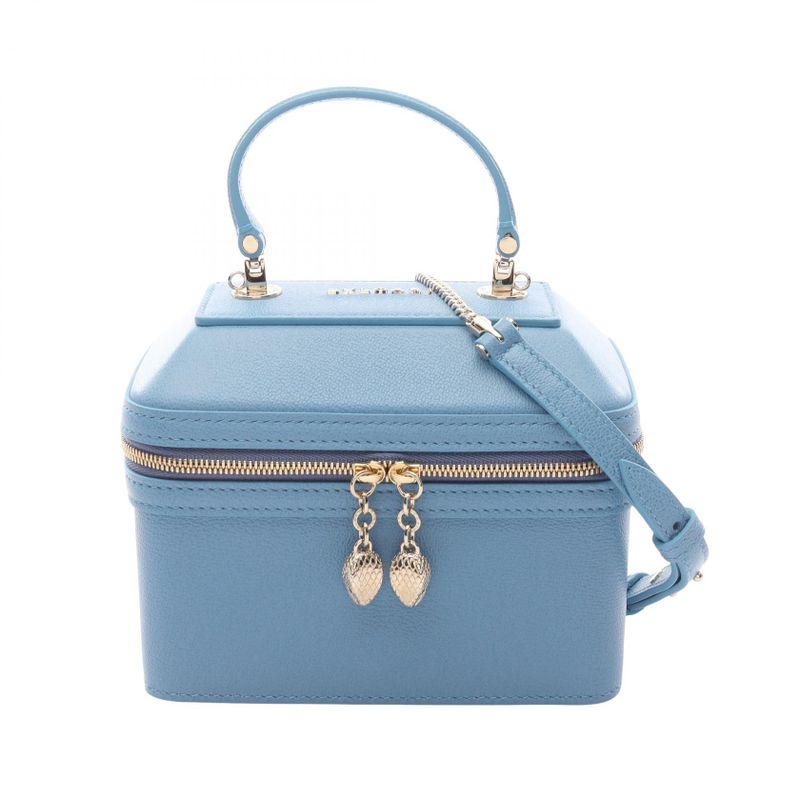 Bulgari Bvlgari Handbag Serpenti Jewelry Box Blue Leather Serpenti 2way Vanity