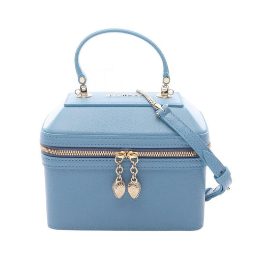 Bulgari Bvlgari Handbag Serpenti Jewelry Box Blue Leather Serpenti 2way Vanity