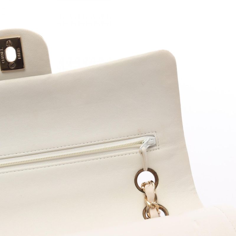 Chanel Shoulder Bag Matelasse Double Flap White Lambskin Matelasse Double Flap
