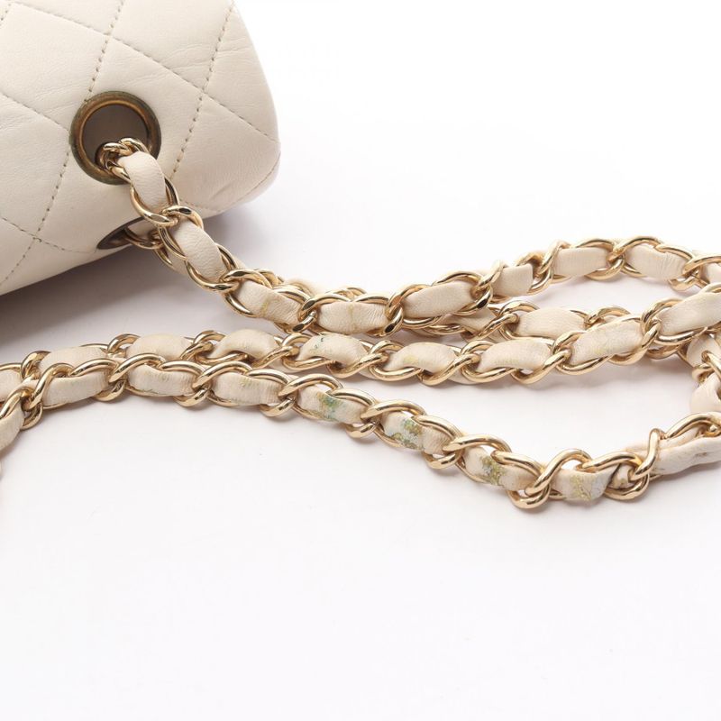 Chanel Shoulder Bag Matelasse Double Flap White Lambskin Matelasse Double Flap
