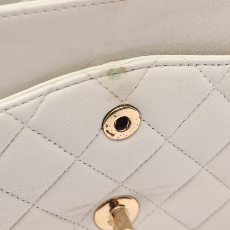 Chanel Shoulder Bag Matelasse Double Flap White Lambskin Matelasse Double Flap