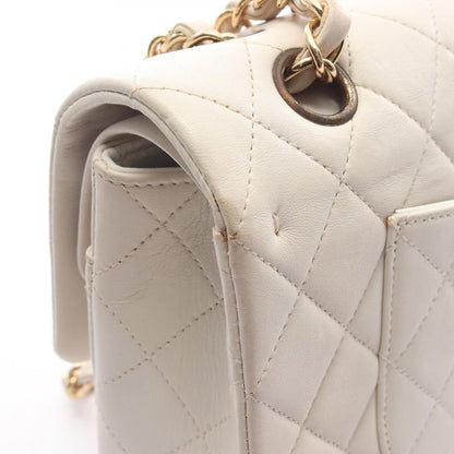 Chanel Shoulder Bag Matelasse Double Flap White Lambskin Matelasse Double Flap