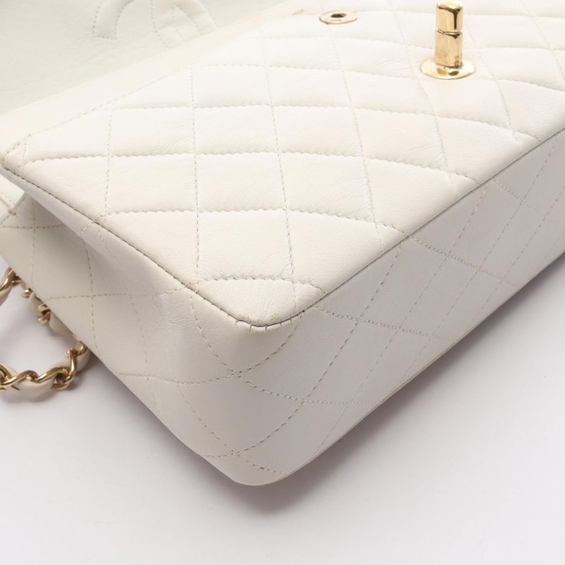 Chanel Shoulder Bag Matelasse Double Flap White Lambskin Matelasse Double Flap