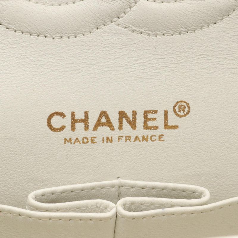 Chanel Shoulder Bag Matelasse Double Flap White Lambskin Matelasse Double Flap