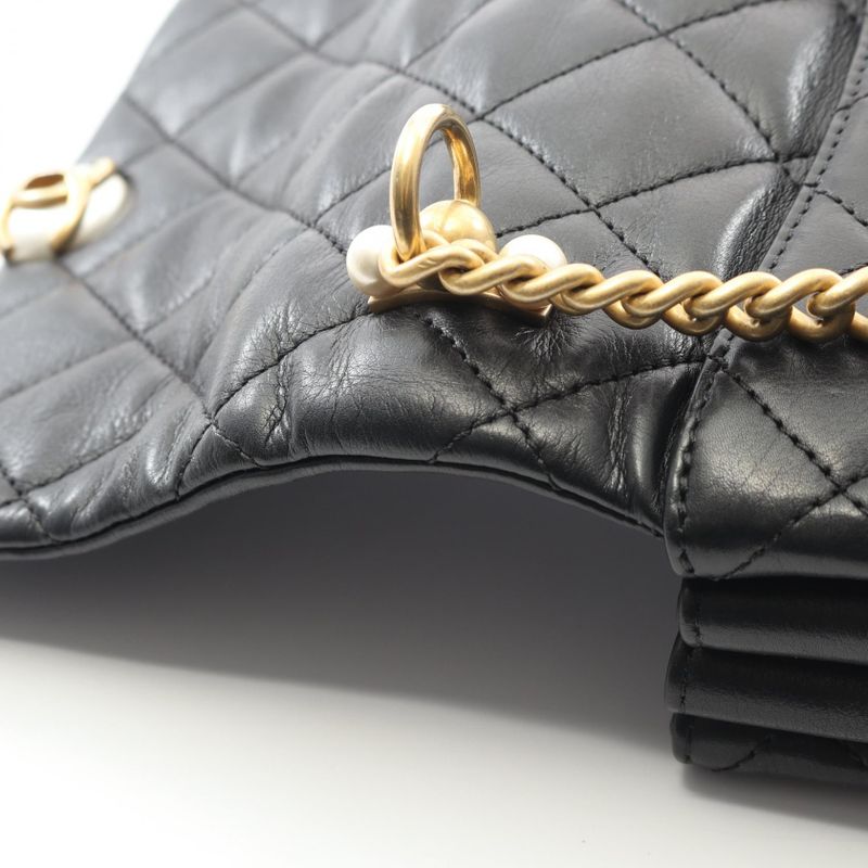 Chanel Shoulder Bag Mini Matelasse Black Leather Mini Matelasse Chain Shoulder