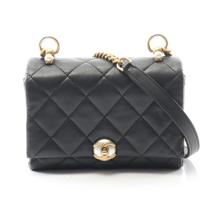 Chanel Shoulder Bag Mini Matelasse Black Leather Mini Matelasse Chain Shoulder
