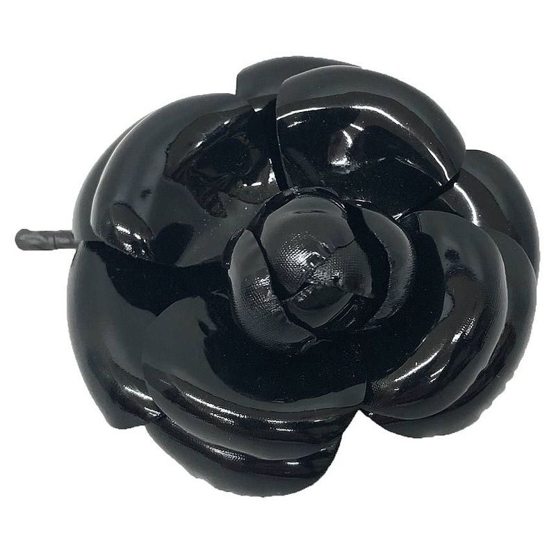 Chanel Enamel Camellia Brooch Corsage Flower Black Aq12235
