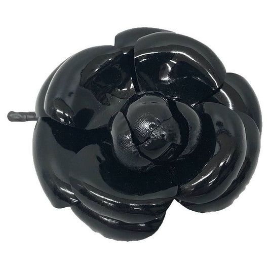 Chanel Enamel Camellia Brooch Corsage Flower Black Aq12235