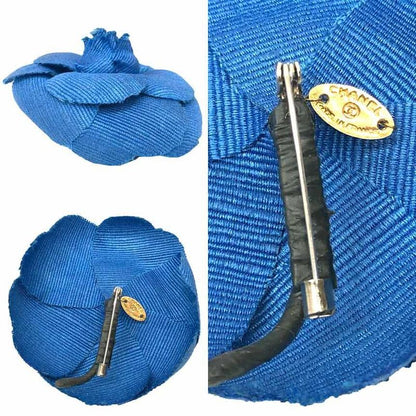 Chanel Camellia Brooch Corsage Flower Blue Aq12236
