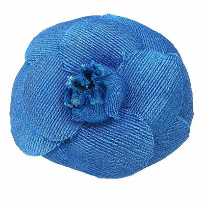 Chanel Camellia Brooch Corsage Flower Blue Aq12236
