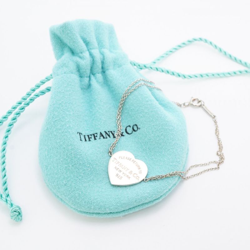 Tiffany & Co Bracelet Return To Heart/double Chain Silver 925 Ladies