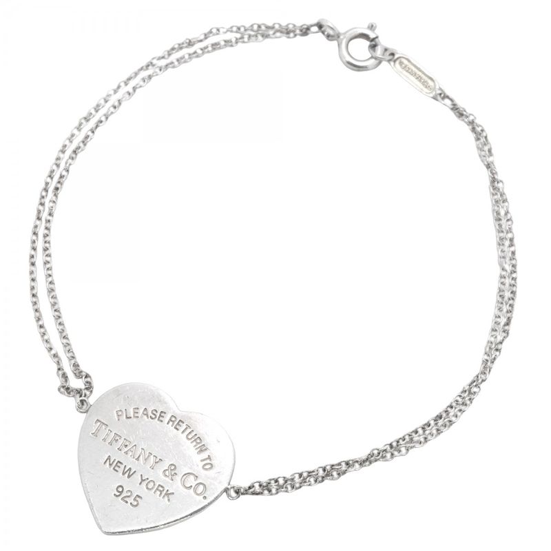 Tiffany & Co Bracelet Return To Heart/double Chain Silver 925 Ladies