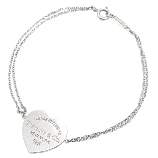 Tiffany & Co Bracelet Return To Heart/double Chain Silver 925 Ladies