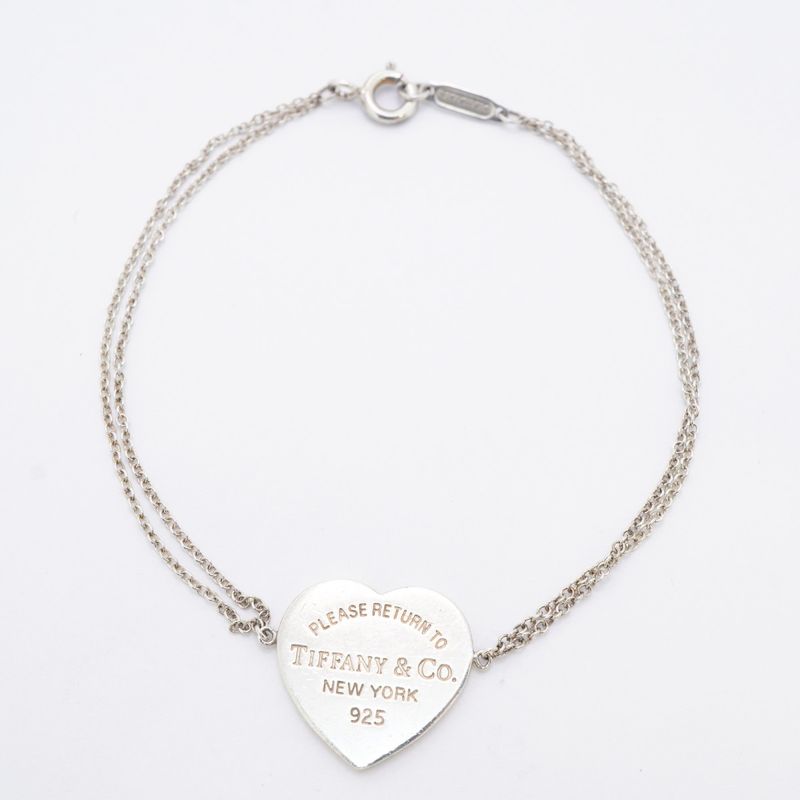 Tiffany & Co Bracelet Return To Heart/double Chain Silver 925 Ladies