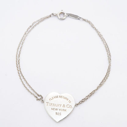 Tiffany & Co Bracelet Return To Heart/double Chain Silver 925 Ladies