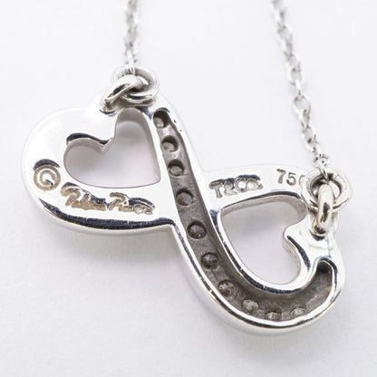 Tiffany & Co Necklace Double Rubbing Heart 18K White Gold White Gold Diamond
