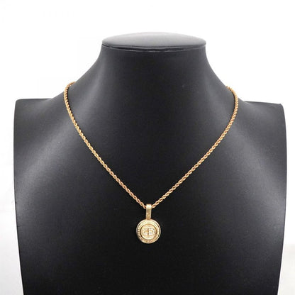 Christian Dior Necklace CD Logo Round Shape Circle GP Plated Rhinestone Gold