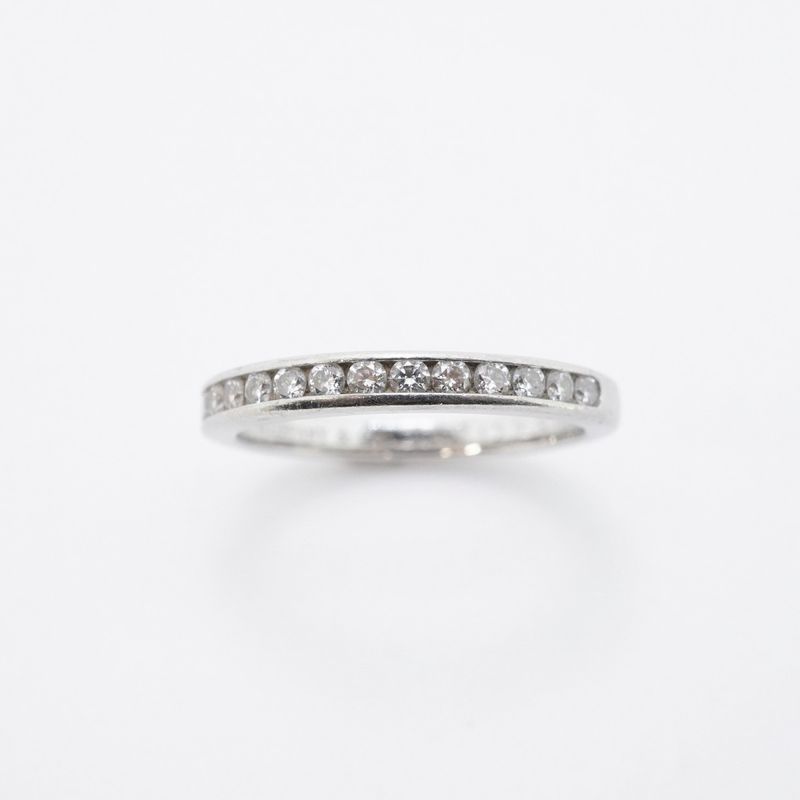 Tiffany & Co Ring Channel-set Half Eternity Pt950 Platinum Diamond #9 Ladies