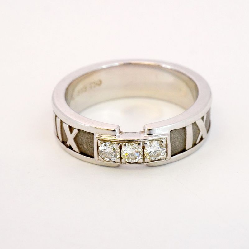 Tiffany & Co Ring Atlas 3PD 18K White Gold White Gold Diamond #10 Ladies