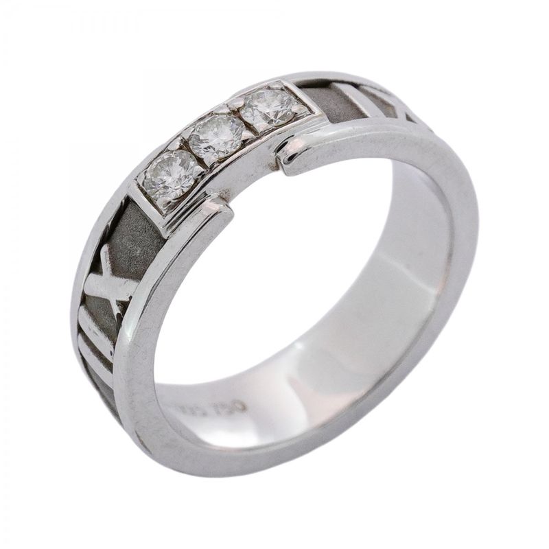 Tiffany & Co Ring Atlas 3PD 18K White Gold White Gold Diamond #10 Ladies