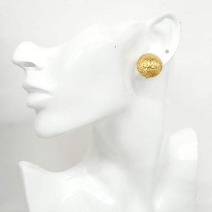 Chanel Earrings Vintage Coco Mark Round Shape Circle GP Plated Gold Ladies