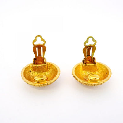 Chanel Earrings Vintage Coco Mark Round Shape Circle GP Plated Gold Ladies