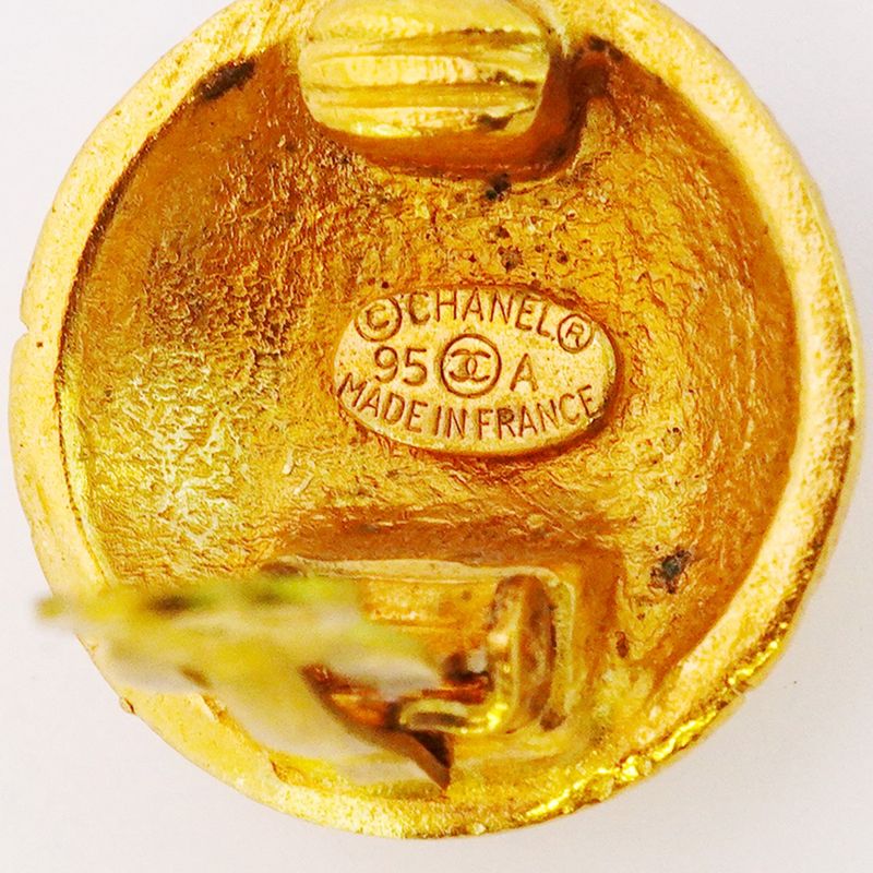 Chanel Earrings Vintage Coco Mark Round Shape Circle GP Plated Gold Ladies