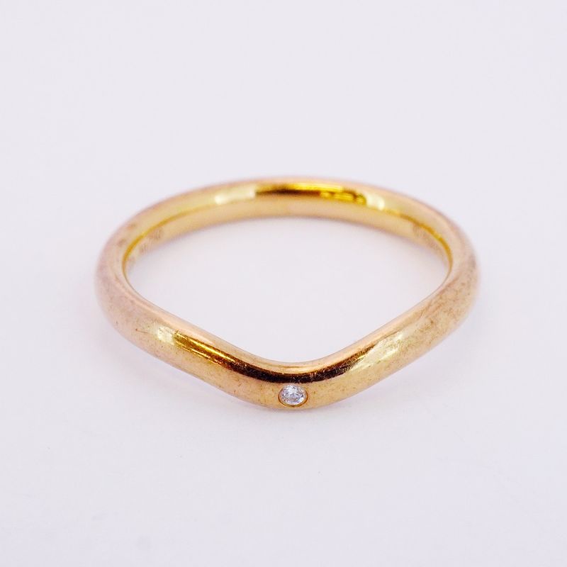 Tiffany & Co Ring Curved Band 1PD 18K Pink Gold Pink Gold Diamond #10 Ladies