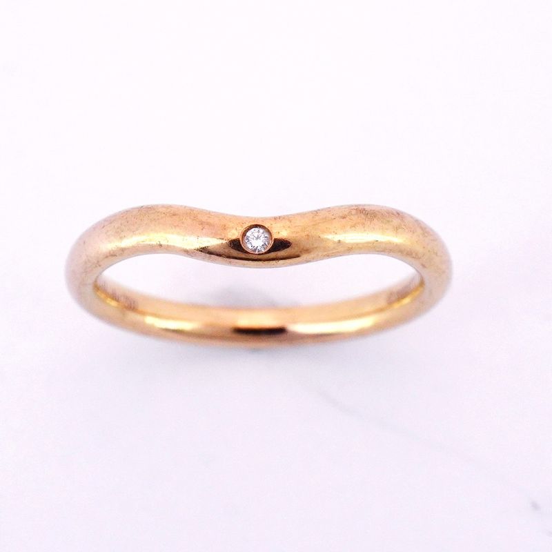 Tiffany & Co Ring Curved Band 1PD 18K Pink Gold Pink Gold Diamond #10 Ladies