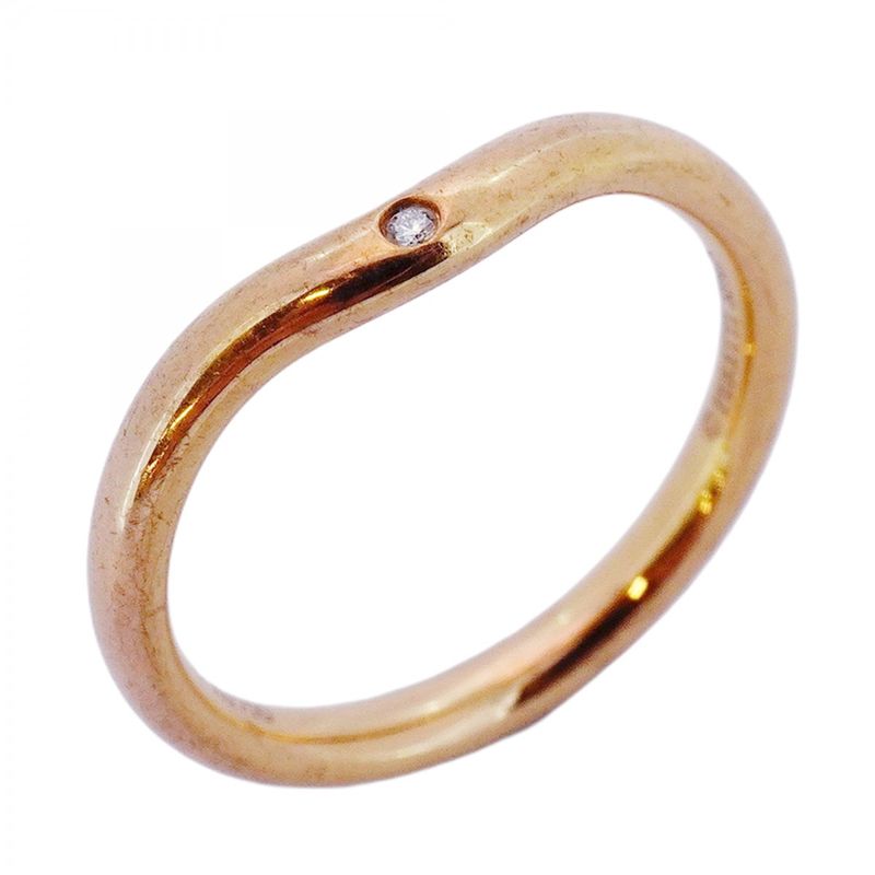 Tiffany & Co Ring Curved Band 1PD 18K Pink Gold Pink Gold Diamond #10 Ladies