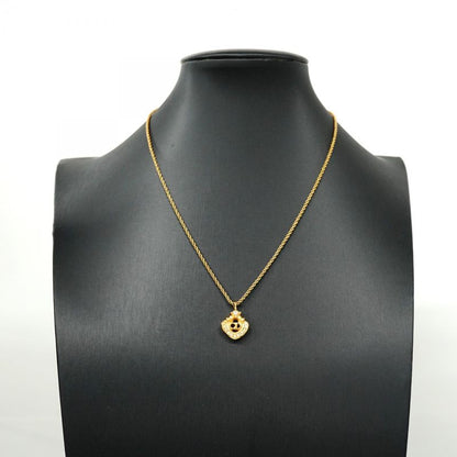 Christian Dior Necklace CD Logo GP Plated Rhinestone Gold Ladies