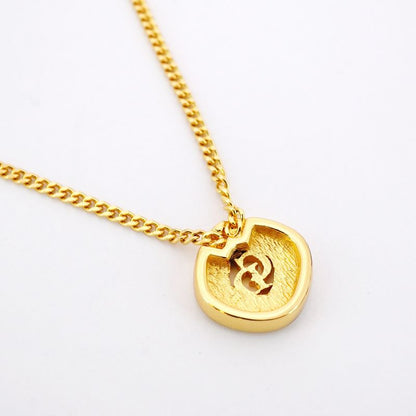 Christian Dior Necklace CD Logo GP Plated Rhinestone Gold Ladies