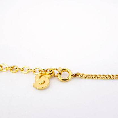 Christian Dior Necklace CD Logo GP Plated Rhinestone Gold Ladies