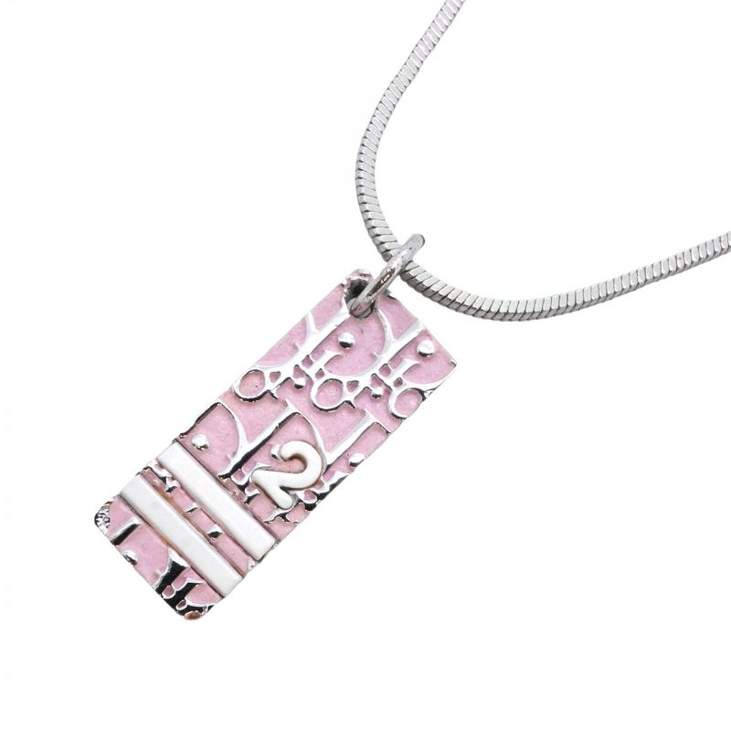 Christian Dior Necklace Trotter Metal Silver White Pin Cles Deuce