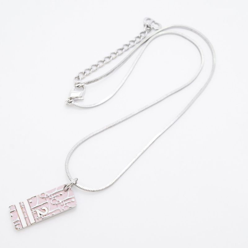 Christian Dior Necklace Trotter Metal Silver White Pin Cles Deuce