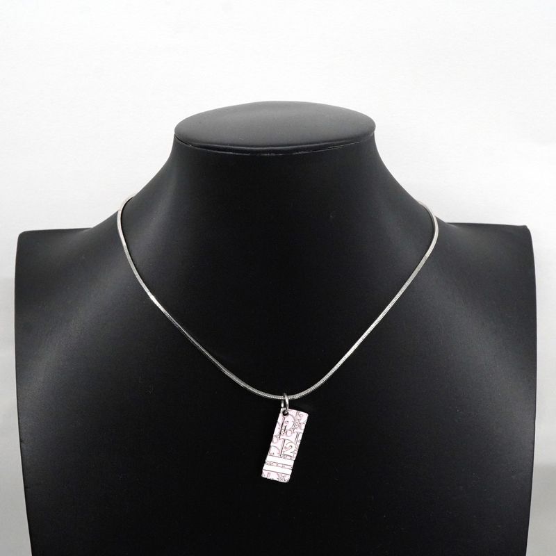 Christian Dior Necklace Trotter Metal Silver White Pin Cles Deuce