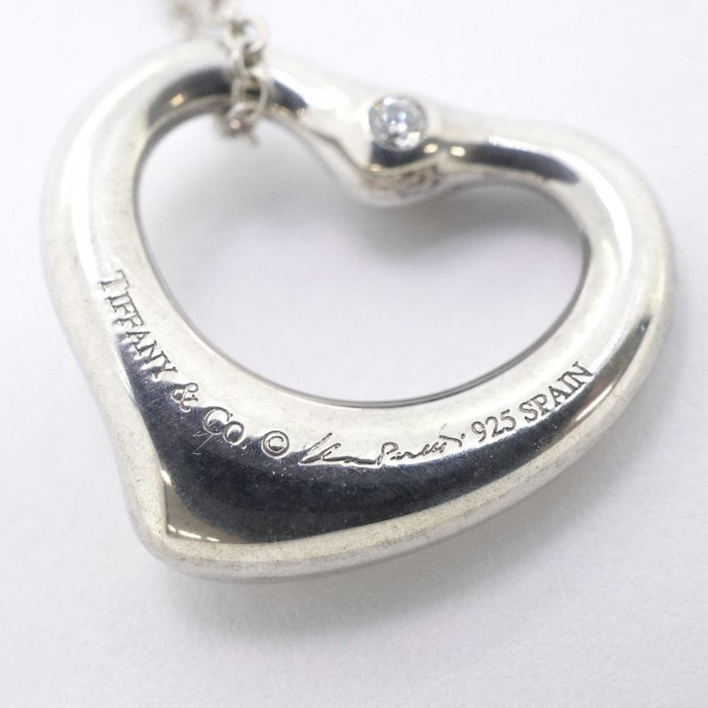 Tiffany & Co Necklace Open Heart 2PD Silver 925 Diamond Ladies